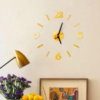 ZZOOI DIY 3D Acrylic Silent Clock Large Number Stick-on Mirror Wall Sticker Wall Clock 40cm Frameless Quartz Home Office Decor