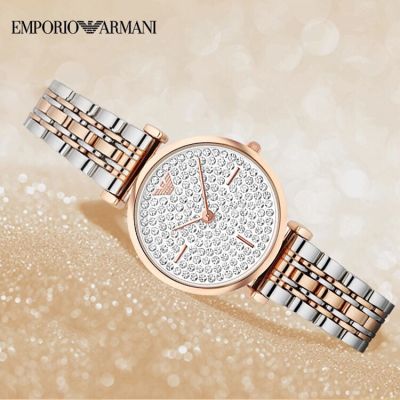 นาฬิกาผู้หญิง EMPORIO ARMANI Armani White Crystal Pave Dial Two-tone Ladies Watch รุ่น AR1925