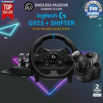  Logitech G923 Racing Wheel and Pedals, TRUEFORCE up to 1000 Hz  Force Feedback, Responsive Driving Design, Dual Clutch Launch Control,  Genuine Leather Wheel Cover, for PS5, PS4, PC, Mac - Black 