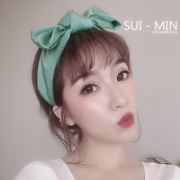 [COD] net red hair accessories bowknot satin headband womens simple solid wide-brimmed Korean fashion all-match cave