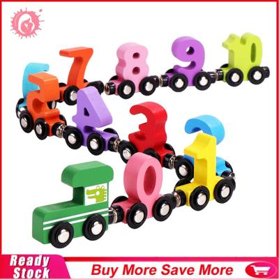 รถไฟของเล่นไม้ดิจิตอลช่วยการเรียนรู้,รถไฟไม้สำหรับเด็กปฐมวัยเครื่องยนต์ตุ๊กตาปลอดสารพิษช่วยการเรียนรู้ตัวเลขรถไฟของเล่น S ราบรื่นสำหรับเด็ก * V *