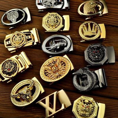 Diamond-Inlaid Belt Buckle Head Automatic Alloy Middle Youth Brand Inner Diameter 3.5cm
