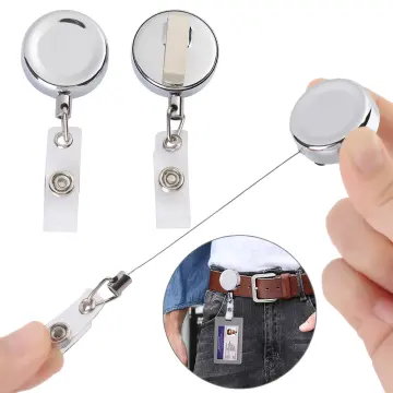 NEW High Quality 1pc Retractable ID Card Badge Reel Lanyard Chrome Metal  Door Pass Holder Chain Work Card Keychain Key Holder Office Supplies
