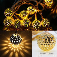 LED String Light Moroccan Metal Ball 60Leds BatteryUSB Power Christmas Garland Lamp String for Bedroom Garden Decoration