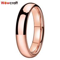 4mm Rose Gold Wedding Bands Tungsten Rings for Women Polished Shiny Domed Comfort Fit