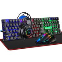 Gaming Keyboard and Mouse and Mouse Pad and Gaming Headset Wired LED RGB Backlight Bundle for Pc Gamer Work Study 4 in 1