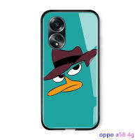 เคสโทรศัพท์พร้อมสำหรับ A58 OPPO 4G กันกระแทกลายการ์ตูน3D เคสโทรศัพท์พร้อมกระเป๋าสำหรับเด็กผู้หญิงเคสกระจกนิรภัยมันวาว