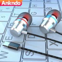 (SHANG LONG)หูฟังเอียร์บัด USB Type C จาก ANKNDO,หูฟังพร้อมไมโครโฟนไมโครโฟนแบบเสียบหูหูฟังแบบมีสายสำหรับ iPhone Xiaomi OPPO หูฟังสำหรับฟังเพลง