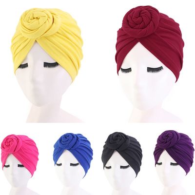 【CW】 Ladies Turban bonnet soild top knot Inner Hijab Caps african twist headwrap head wraps Hat Hijabs Cap