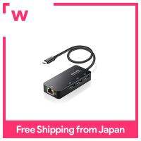 Elecom แบบมีสาย LAN อะแดปเตอร์ USB3.1 Gen1 (USB3.0) ประเภท-C USB-C To RJ45การแปลงอะแดปเตอร์ Gigabit USB Hub (USB-A X 3พอร์ต) Macbook ใช้งานร่วมกับ [Windows 11/10/8 1,MacOS 12/11/10 15] EDC-GUC3H2-B สีดำ