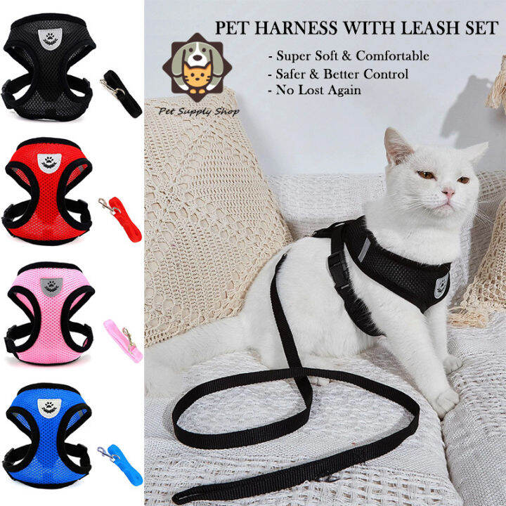 Pet Leash Dog Harness Leash Mesh Collar Leash Strap Complete Set Pet ...