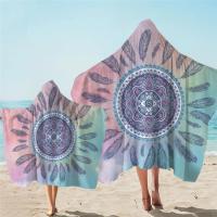 Printed Microfiber Fabric Bath Towels Hooded Beach Towel Changing Bathrobe Cloaks Swim Pool Bath Towels For Parent-child