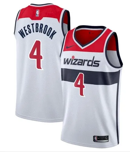 Original NBA Heat Pressed Men's White Washington Wizards #4 Russell ...