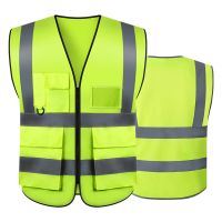 Reflective Safety Vest High Visibility Reflective Vest with 5 Pockets Front for Men/Women Meets ANSI/ISEA Standards