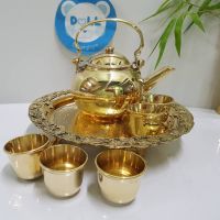 Brass Byfa SET1258 ชุดกาน้ำชาทองเหลือง ชุดชากา 5 นิ้ว ถาดองุ่น9นิ้ว ถ้วยชา No2/5 ชุดชาทองเหลือง กาทองเหลือง ชุดถ้วยชา