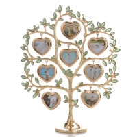 LASODY Rhinestone Family Tree Picture Frame Heart Crystal Home Desktop Decoration Family Tree Photo Frame Gifts for Friends