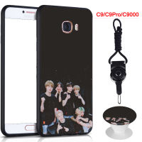 BTS เคสโทรศัพท์สำหรับ Samsung Galaxy C9/C9 Pro/C9000ซิลิคอนนุ่มกรณีที่มีรูปแบบเดียวกันแหวนและเชือก