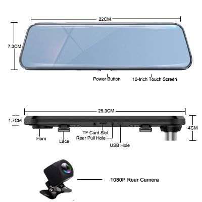 OBDPEAK 9.66 DVR ติดรถยนต์กระจกเครื่องบันทึกวีดีโอ2.5K 1440P หน้าจอสัมผัส Dashcam เลนส์คู่สตรีมมิ่งกล้องหน้ารถกล้องติดรถยนต์