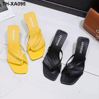 ?☇▦๑ 2023 New Flip Flop Sandals Heel Stiletto Slippers Fashion Outerwear Large Size Womens Shoes