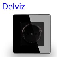 Delviz Eu คริสตัลหน้าจอโทรศัพท์ซ็อกเก็ตฝังเบ้าติดผนังสีเทา Ac 110 ~ 250V เต้าเสียบสายไฟล็อคป้องกันเด็ก16a