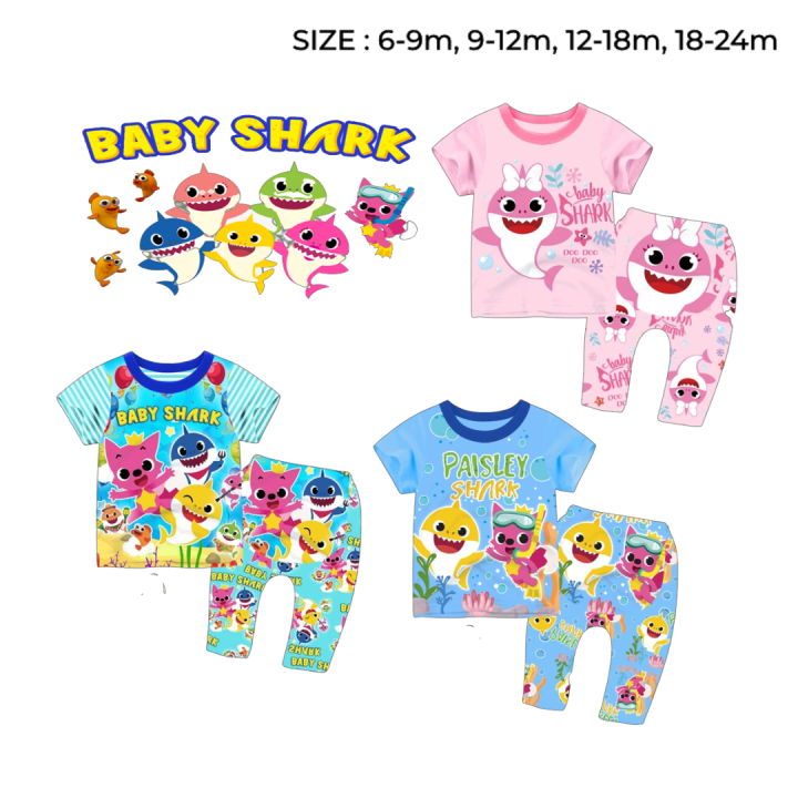 Baby Shark Pyjamas Budak Baju Tidur Lazada
