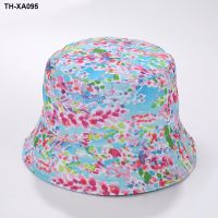 2022 spring fashion floral fisherman hat with silver print Korean style casual all-match sunscreen spray anchor