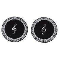 2X New Carpet Music Symbol Piano Key Black White Round Carpet Non-Slip Carpet Home Bedroom Mat Floor Decoration