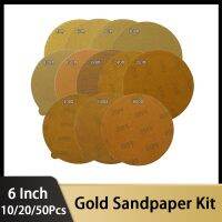 PSA/Adhesive Gold Sandpaper - 6inch 150mm Sanding Discs Aluminium Oxide 60 to 1000 Grits for Polishing Grinding