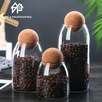 1pcs Creative Round Cork Tank Food Grains Storage Jar Tea Containers Borosilicate Transparent Lead-Free Glass Sealed Can Storage