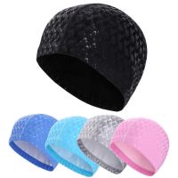 PU Coating Men Women Swim Pool Swimming Cap Shiny Shark Skin Elastic Bathing Hat Waterproof Long Hair Ear Protection for Adults Swim Caps