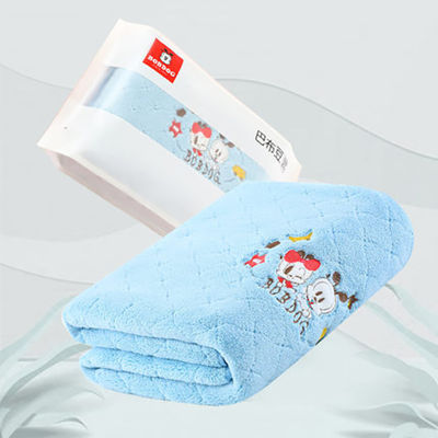 BOBDOG Luxury Embroidered Baby Bath Towel Lantern Grid Newborn Children Towels Soft Large Bathroom Highly Absorbent 100x120cm