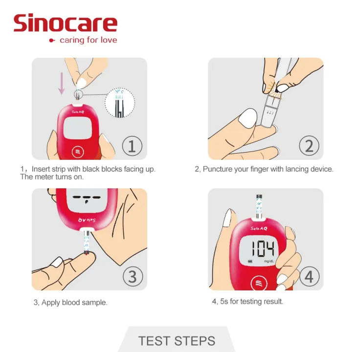 Sinocare Safe Aq Smart Mg Dl Mmol L Blood Glucose Meter Diabetes