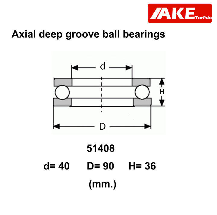 51408-ตลับลูกปืนกันรุน-อะไหล่เครื่องฉีดน้ำแรงดันสูง-axial-deep-groove-ball-bearings-51408-จัดจำหน่ายโดย-ake-tor-do