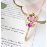 Anime Sailor Moon Loving Wand Crystal Cosplay Pendant Necklace Girl Accessories Cute Props