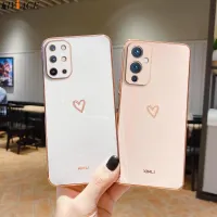 Square Plating Love Heart Phone Case On For Oneplus 8T 9 10 ACE Pro 9R 9RT 5G Oneplus8t Oneplus9 Oneplus10 Luxury Fundas Cover Phone Cases