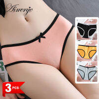 Aimerye Panties Women Set 3 PCS Korean Style Sexy Girls Underwear Breathable Cute Splice Briefs