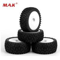 4 Pcs/Set 1:10 Scale Rubber Front &amp; Rear Tires &amp; White Wheel Rims with 12mm Hex fit HSP HPI RC Buggy Off Road Car Model Die-Cast Vehicles