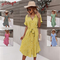 Dresses For Women Casual Short Sleeve 2022 Beach Dresses Womens Summer Holiday Sundress Floral Long Dress Tunics Robe Femmle