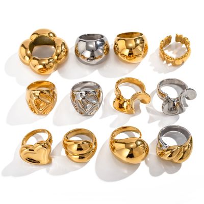✠✼ 2szs Youthway Gold Color Domed Design Rings Temperament Jewelry