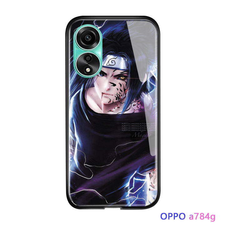 เคสกระจกนิรภัยขอบนิ่มลายปลอกกันกระแทก-naruo-ซีรีส์-sasuke-kakashi-สำหรับ-a78-oppo-4g