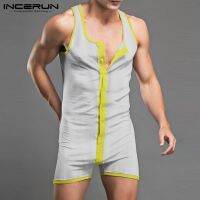 งานเย็บปะแฟชั่น Onesies จั๊มป์สูทมีกระดุมสำหรับใส่อยู่บ้านชุดนอนแขนกุดของผู้ชายสำหรับฟิตเนสชุดใส่อยู่บ้าน S-5XL 7ชิ้น