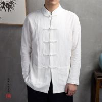 Mens Traditional Chinese Clothing Mens Cotton Linen Shirts Cardigan Kung Fu Tai Chi Master Costume Male Fashion Tops CN-018