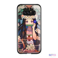 UCUCเคสมือถือ เคสโทรศัพท์ เคสSamsung Galaxy Note 8เคสมือถือกันกระแทกAnime Demon Slayer Nezuko Glossyกระจกเทมเปอร์พร้อมฮาร์ดไดรฟ์ที่ทนทานฝาครอบ