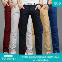 COD SDFERTREWWE Ready Stock! Size 28-38 Mens Korean Slim Casual Pants Cotton Elastic Long Seluar Chinos Pants