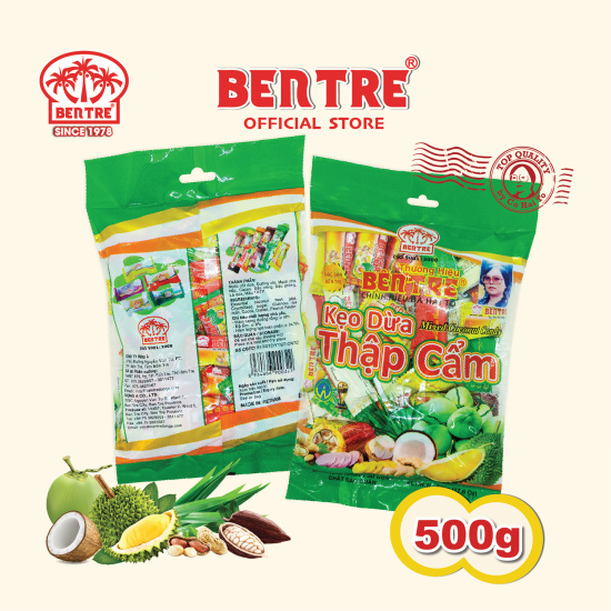 Kẹo dừa thập cẩm 5 vị đặc biệt chính hiệu hai tỏ bến tre túi 500g - ảnh sản phẩm 1