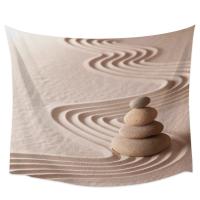 「nebulia shop」Zen Garden Stones Sand Tapestry Wall Hanging Wall Art ภาพวาดห้องนอน Tapestry Wall Home Decoration Dorm Decor เสื่อโยคะ