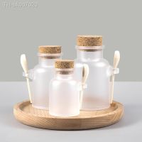 ❃☇  1pc 100 500g Frosted Bath Salt Bottle Sub bottomed Mask Powder Plastic Bottle Cork Cap Stopper Wooden Spoon Sealed Jar Contanier