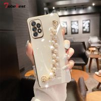 Bling Diamond Pearl Bracelet Chain Painting Case On for Samsung Galaxy A13 A23 A33 A53 A73 A02S A03S A03 Core 4G 5G Cover