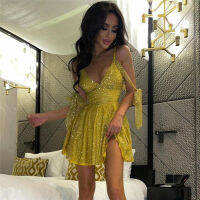 Soul dancing Women Shiny Party Dress, Solid Color Spaghetti Strap V-Neck Braces Skirt, l One-Piece for Ladies, S/M/L