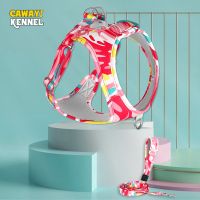 ❉✌ CAWAYI KENNEL Pet Harness Leash Set Training Walking Leads for Small Cats Dogs Floral Print Harness Collar Adjust Leashes Set